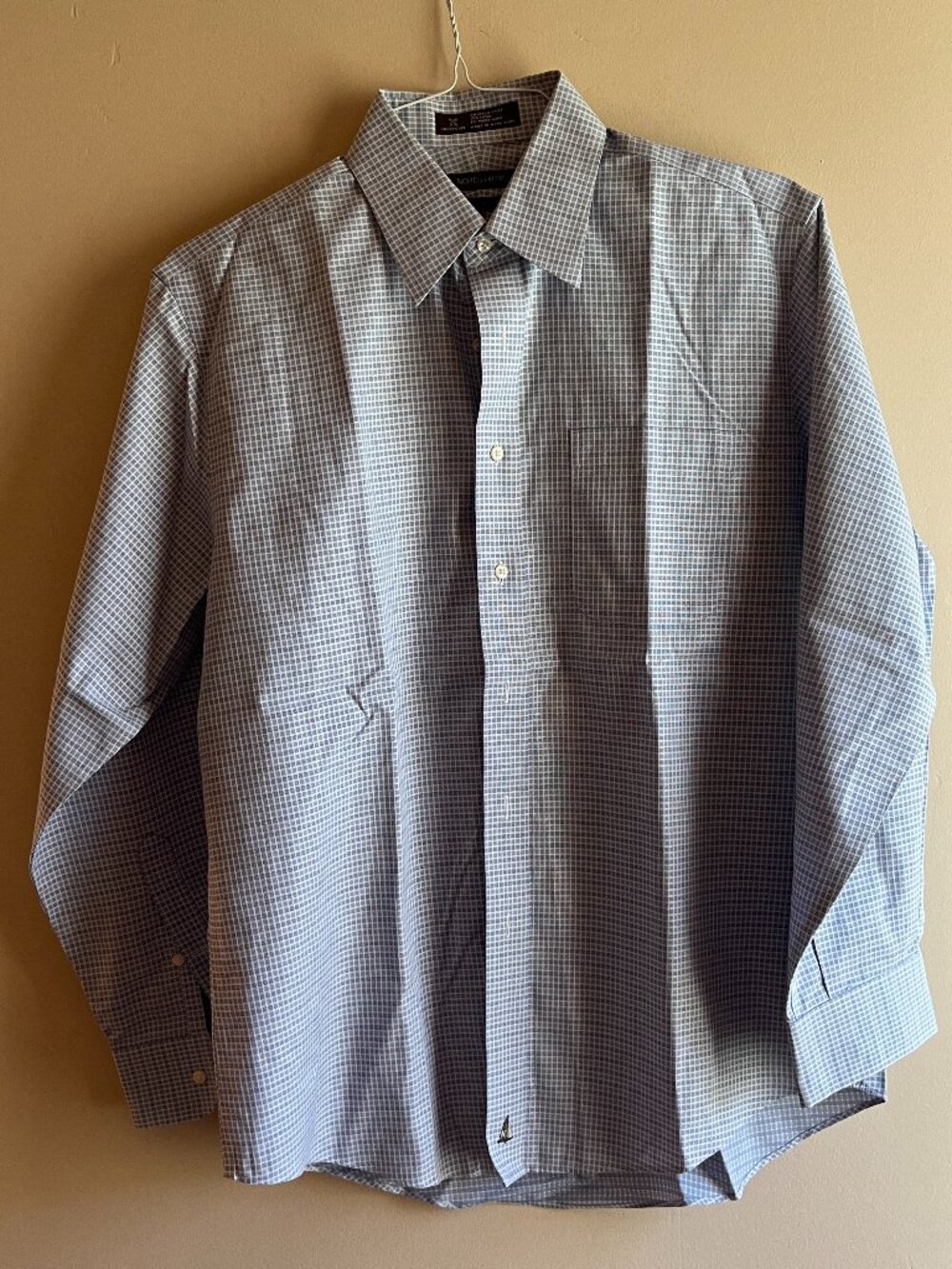 Nordstrom plaid gingham square lines dress shirt cotton western coastal preppy